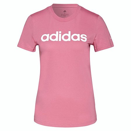 Camiseta Adidas Logo Linear Rosa Feminino