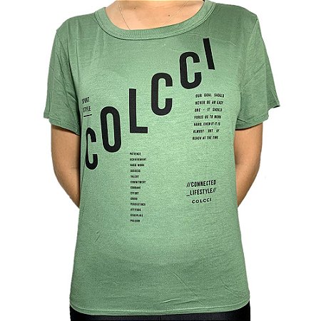 Camiseta Colcci Detalhe Tela Feminino Verde Campeche