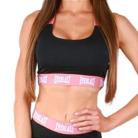 Top Everlast Training Run Fundamentals Feminino Preto e Rosa