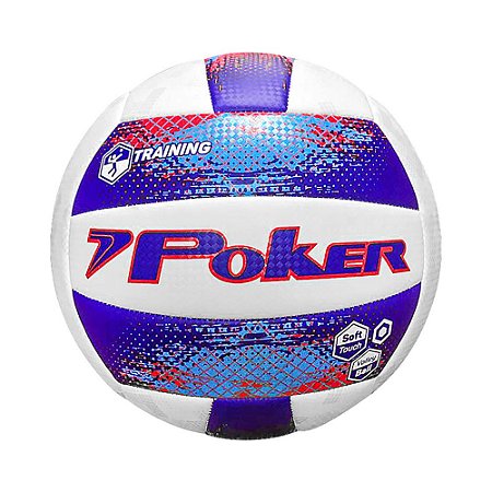 Bola De Volei Poker Training Color Fun Azul e Vermelho