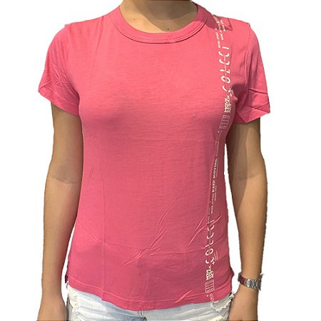 Camiseta Colcci Sport Fit Feminino Rosa Flaming