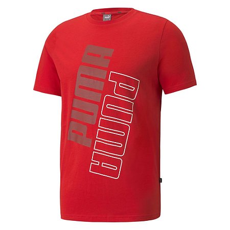 Camiseta Puma Power Logo Sport Vermelho Masculino
