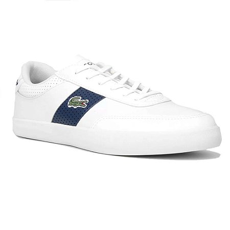 Tenis Lacoste Court Master Branco e Azul Marinho Masculino