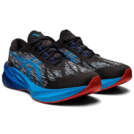 Tenis Asics Novablast 3 Preto e Azul Masculino