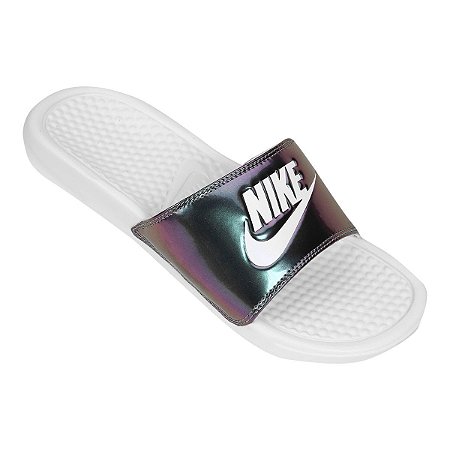 Chinelo Nike Slide Benassi JDI Metalizado Branco/Frutacor