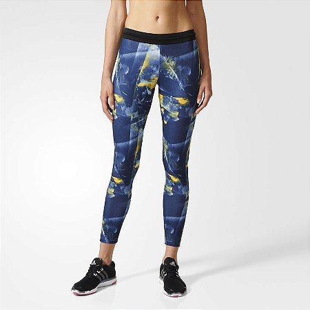 Legging Adidas Performance Flower Azul/Amarela