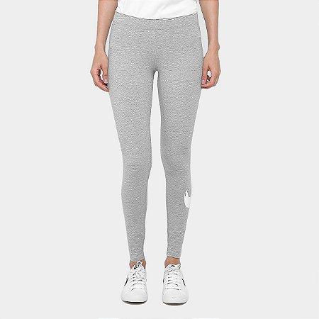 Calça Legging Nike Club Swoosh Cinza Claro