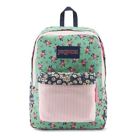 Mochila Jansport High Stakes Ditzy Patchwork Verde/Rosa