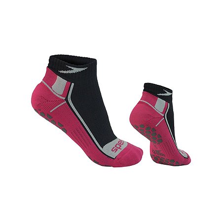 Meia Antiderrapante Speedo Preto/Rosa