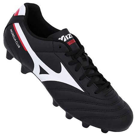 Chuteira Campo Mizuno Morelia Club Md Preto/Branco/Vermelho