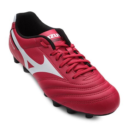 Chuteira Campo Mizuno Morelia Club Md Vermelho/Branco/Preto