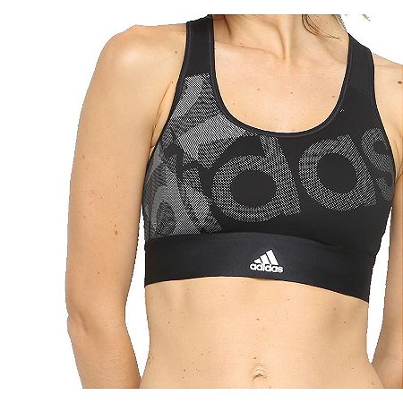 Top Adidas Techfit Alta Sustentação Preto/Cinza