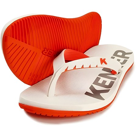 Chinelo Kenner Red Pvc Masculino Poliéster Branco e Laranja