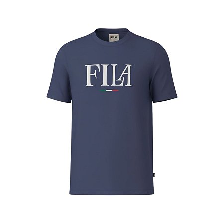 Camiseta Fila Regular Italy Letter Masculino Azul Marinho