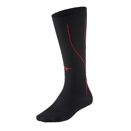 Meia Mizuno Compression Supporter Preto/Vermelho