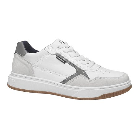 Tênis Sapatênis Pegada Ways Recortes Couro Branco Masculino