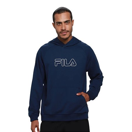 Moletom Fila Com Capuz Outline Azul Marinho Masculino