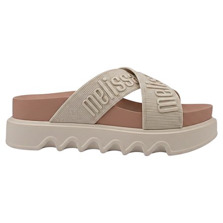 Chinelo Melissa Cross M-Lover Feminino Bege Borracha