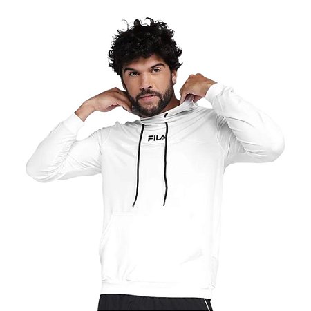 Moletom Canguru Fila com Capuz Sports Branco Masculino