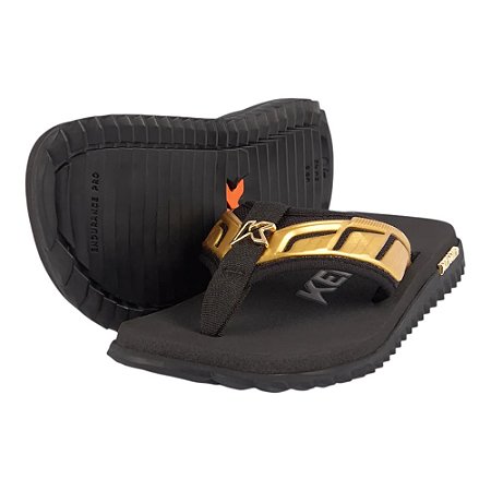 Chinelo Kenner Kivah Full Force Preto e Dourado Masculino
