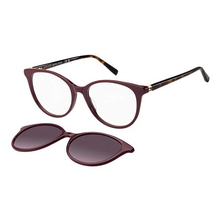 Óculos de Sol Tommy Hilfiger 2395 Clip-on Burgundy Feminino