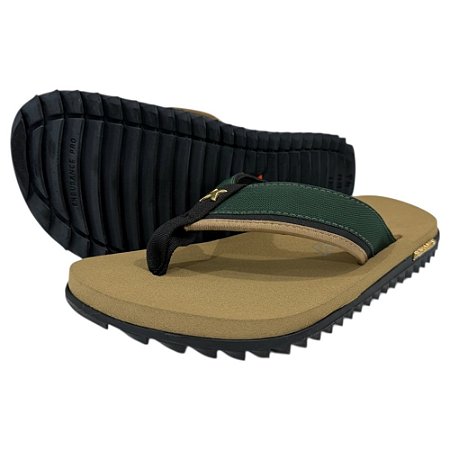 Chinelo Kenner Kivah Layer Bege e Verde Escuro Masculino