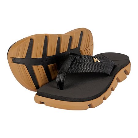 Chinelo Kenner Aikon Preto e Caqui Masculino