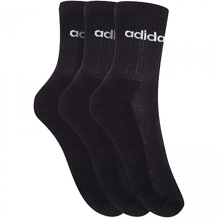 Kit 3 Meias Adidas Cano Alto Bs Crew 35-38 Preta