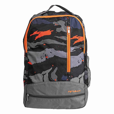 Mochila Poker Esportiva Graph Chumbo/Camuflado/Laranja