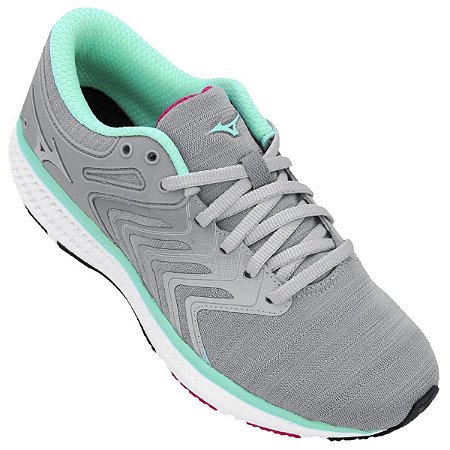 Tenis Mizuno Arrow Cinza Claro/Verde Claro/Rosa