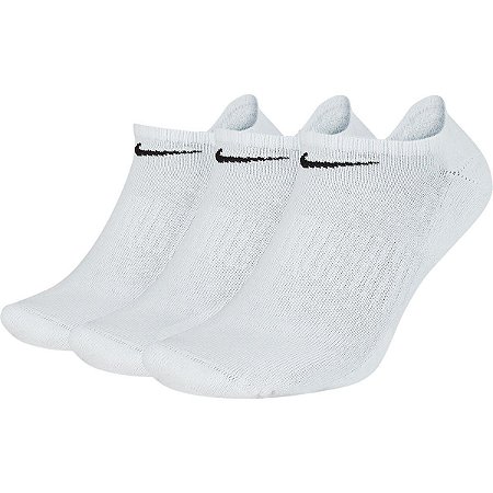 Kit 3 Meias Nike Cano Invisível Branco 34-38