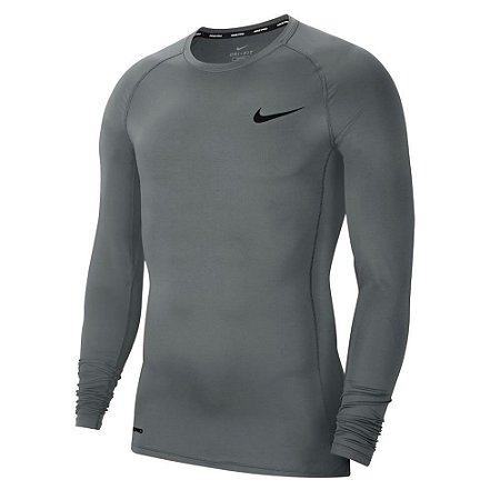 Camiseta Nike Manga Longa Nike Pro Top Ls Tight Cinza Masculino