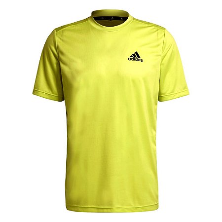 Camiseta Adidas Essentials Perf Logo Amarelo Masculino