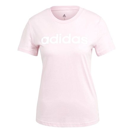 Camiseta Adidas Essentials Linear Rosa Feminino