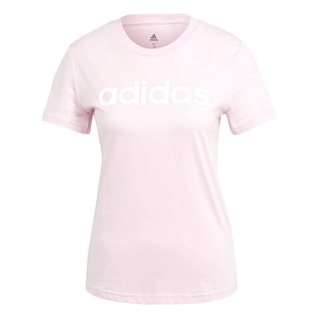 Calça Legging Adidas Essentials Linear Logo Feminina Rosa 