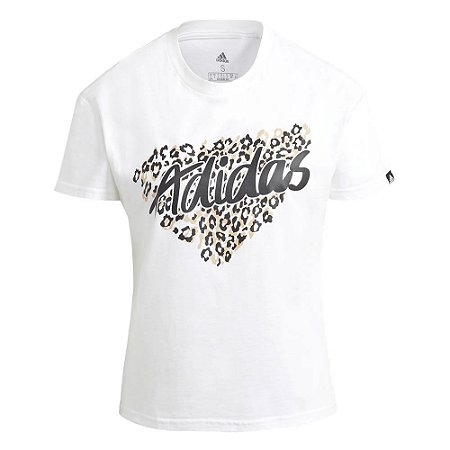 Camiseta Adidas Leopard Branco Feminino
