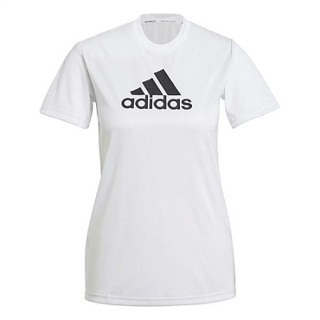 Camiseta Adidas Logo Polyester Branco Feminino