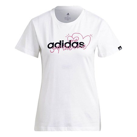 Camiseta Adidas Coração Branco Feminino