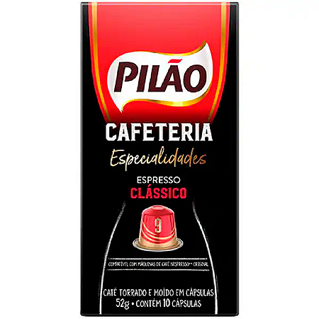 Café em Cápsula Torrado e Moído Pilão Cafeteria Especialidades Espresso Clássico 9 10 Un