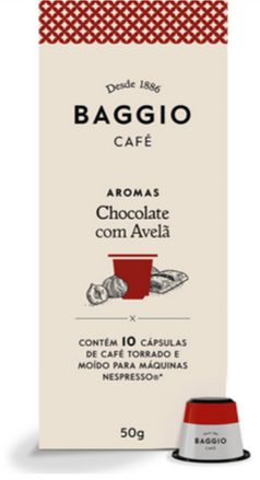 CÁPSULA COMPÁTIVEL NESPRESSO AROMA CHOCO/AVELÃ 10UN - BAGGIO