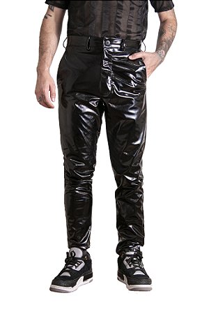 calça vinil preta masculina