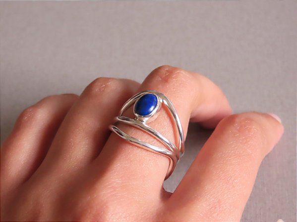 ANEL ONDAS LÁPIS LAZULI