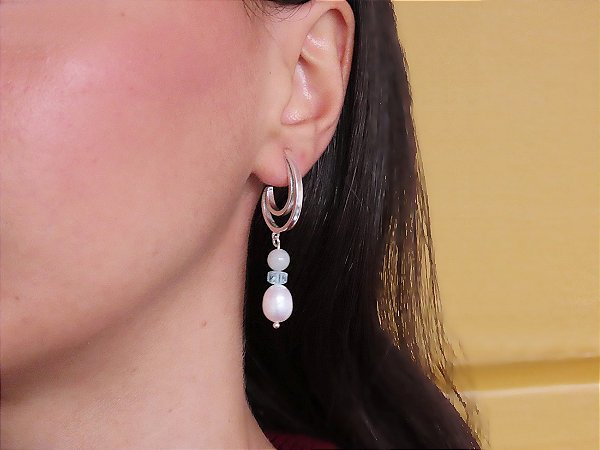 BRINCO ARCO IRIS ÁGUA MARINHA E PÉROLA BIWA