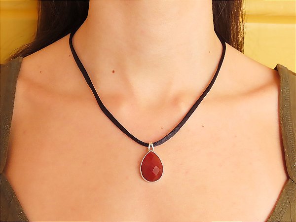 PINGENTE GOTA CAIXA CORNALINA CORNALINA