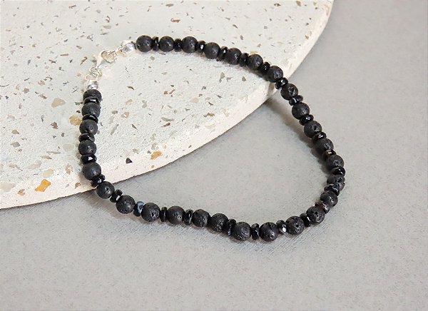 PULSEIRA DELICADA LAVA VULCÂNICA E ÁGATA NEGRA