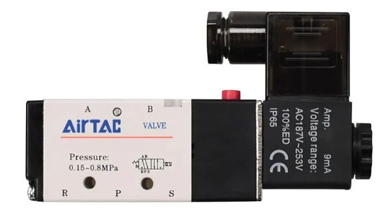 VALVULA SOLENOIDE 5/2 VIAS 1/4 SIMPLES SOLENOIDE 220V AIRTAC PUMA 018