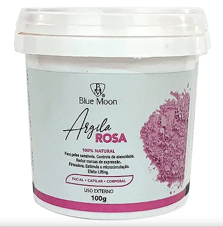 Argila Rosa Facial, Capilar e Corporal 100% Natural Blue Moon