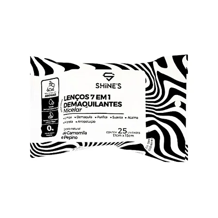 Lenço Demaquilante 7 em 1 Micelar Shines