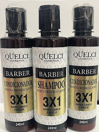 Shampoo Efeito Refrescante 3x1 Barba, Cabelo e Bigode Qüelci Cosmeticos