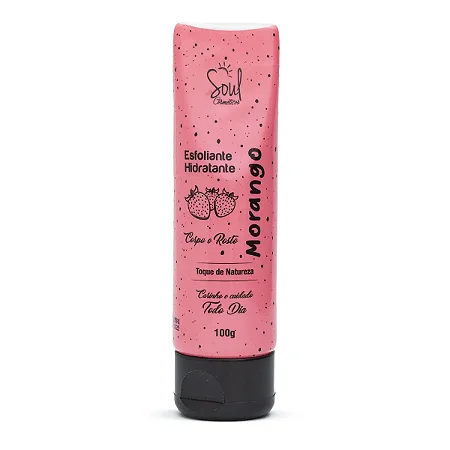 Hidratante Esfoliante para Corpo e Rosto de Morango Soul Cosméticos 100g